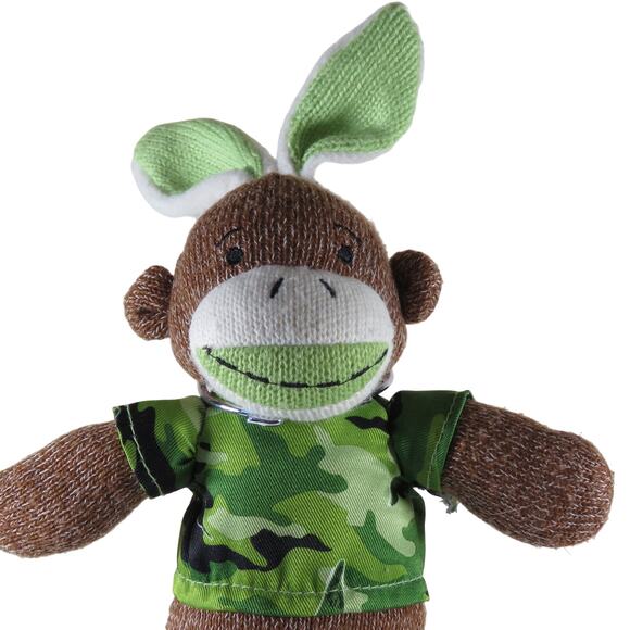 DanDee Sock Monkey Plush Camo Bunny Ears Green and Pink 10" Lot Easter Toys - Picture 7 of 16